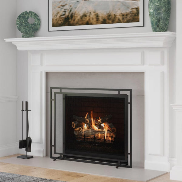 Gatsby Single Panel Fireplace Screen in Black – Electric Fireplaces Direct